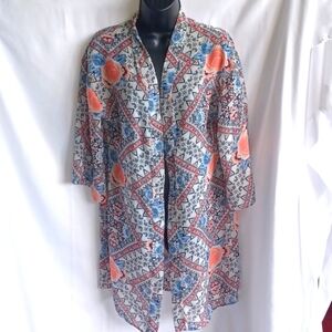 Wallflower boho kimono lace short sleeve open front floral layer festival summer